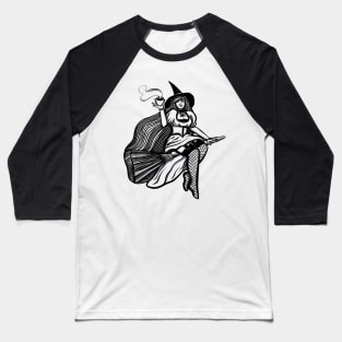 Coffee Witch on Broom Baseball T-Shirt